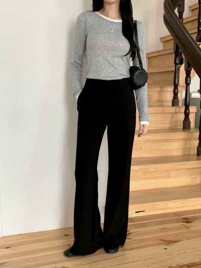 2種長度｜無褲頭垂順小喇叭西裝褲1