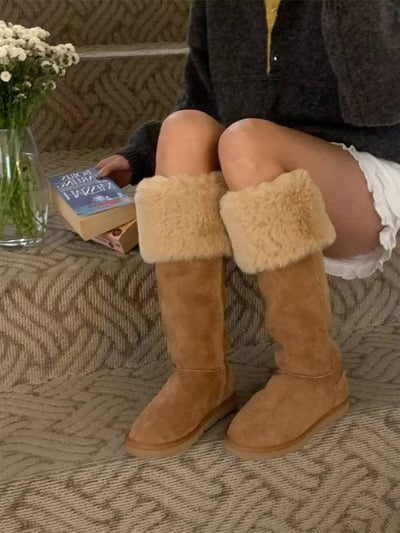 🇰🇷超夯！絨毛鈕釦長雪靴（跟2.3)6