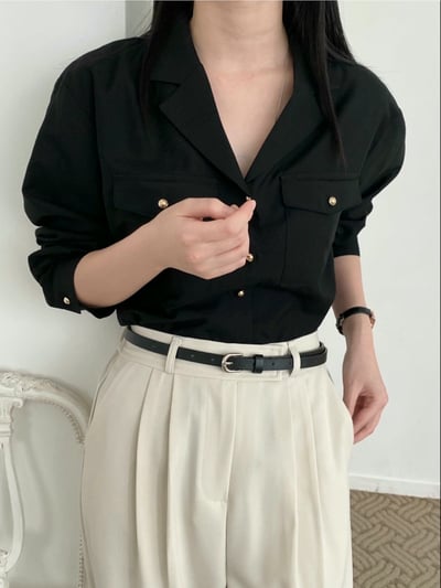 翻領金釦軟料襯衫11