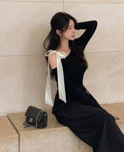 斜肩雪紡綁帶上衣12