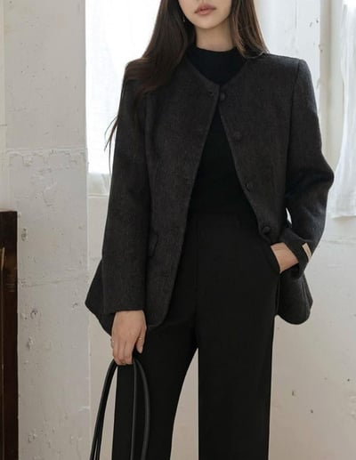 墊肩腰線感中長款羊毛西裝外套10