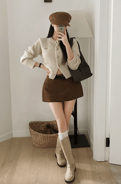 低腰辣款麂皮短褲裙（附皮帶）9