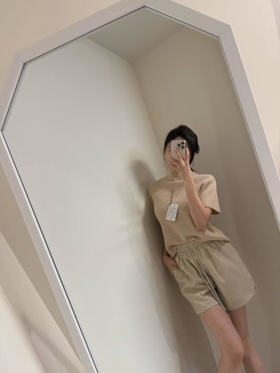 兩側開岔抽繩皮革短褲6