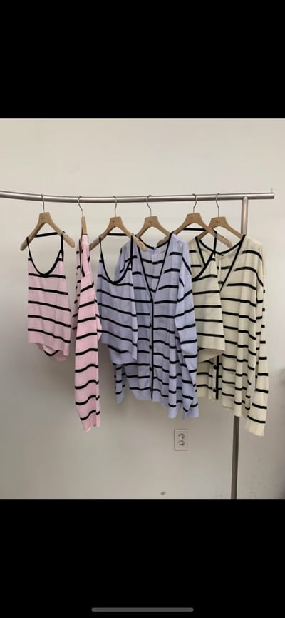 圓領合身薄款橫條紋針織小罩衫9