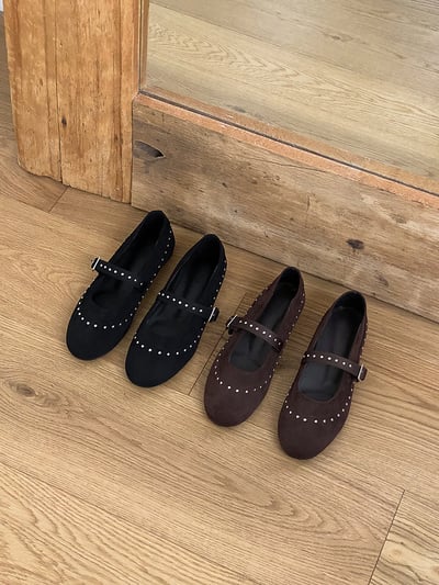 卯丁滾邊圓頭釦娃娃鞋11