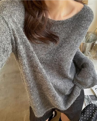 側抽繩薄款寬鬆羊毛針織衣（5%)9