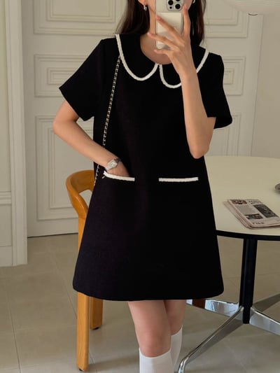 娃娃領小香滾邊洋裝3