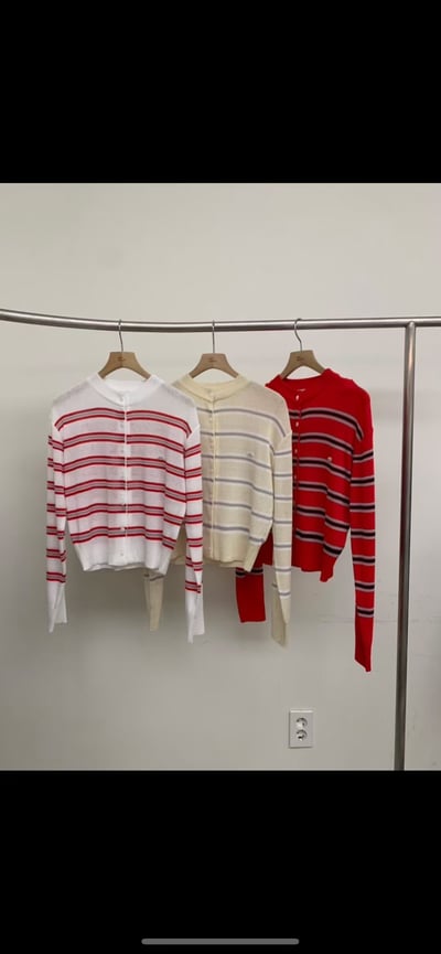 logo小圓牌配色雙條紋博款針織衫9