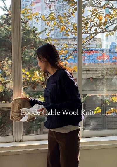 圓領立體扭結麻花羊毛針織衣（羊毛5%)4