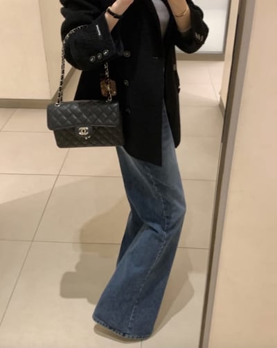 內抓絨深藍微寬牛仔褲5