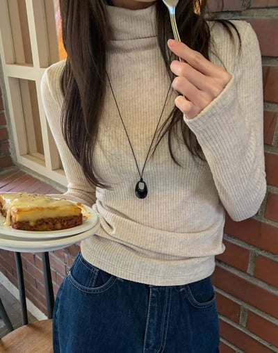 高領坑紋彈力打底針織衣8