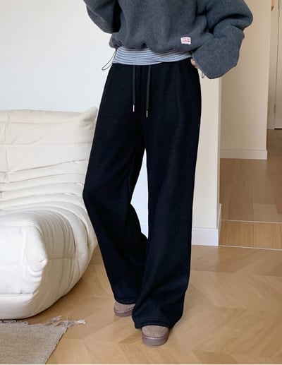 細坑紋內刷毛厚款休閒長褲5