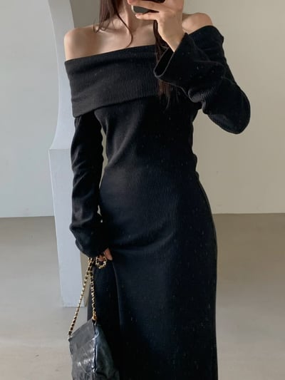 反摺平口領後開衩針織長洋（附綁帶)3