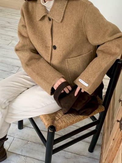 縫線滾邊翻領手工外套7