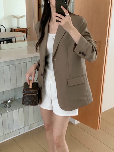 刀領混棉麻挺版西裝外套6