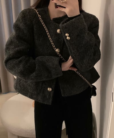 金扣毛款小香短版外套2