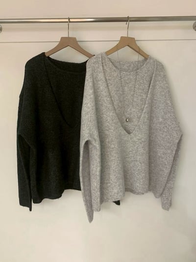 針織圓領背心+V領長袖上衣兩件套5