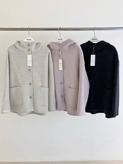 可立領連帽雙口袋長版大衣8