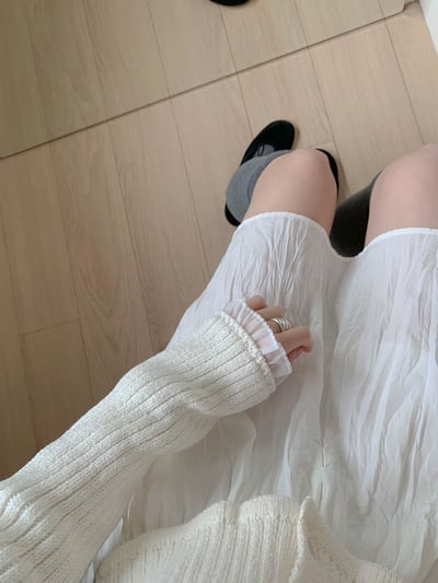 光澤感波紋壓皺雪紡短裙8