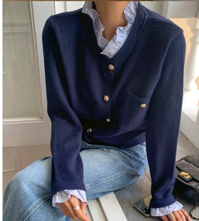 拼接領學院風針織衣4