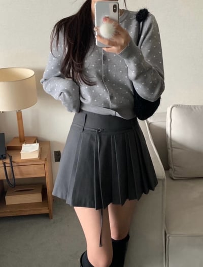 甜美復古點點排釦針織外套10