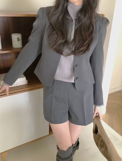 公主袖包釦西外+西裝短褲SET(可拆買）6
