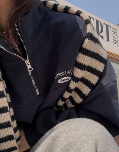 內刷毛刺繡logo拉鍊領大學Ｔ11