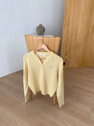 小銀牌logo薄款麻花排釦針織衫3