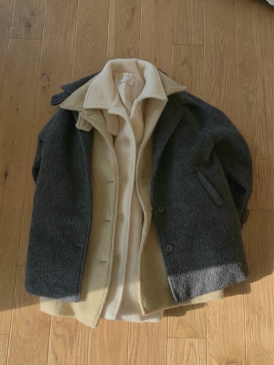 可高領毛流中長版大衣（羊毛100％）14