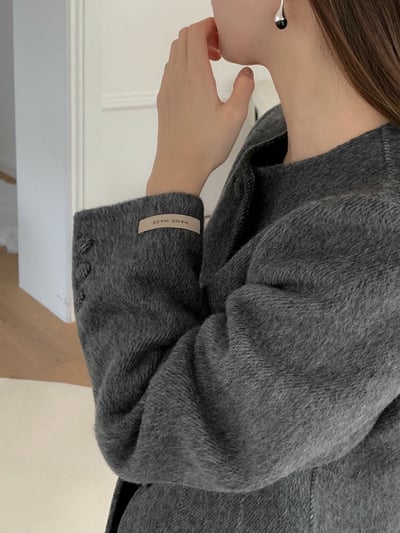 墊肩腰線感中長款羊毛西裝外套8