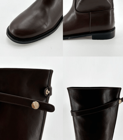 圓頭金釦繫帶膝下長靴21