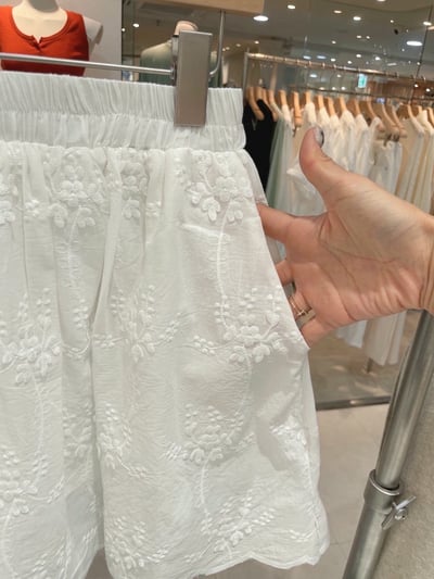 花邊刺繡鬆緊棉麻短褲裙7