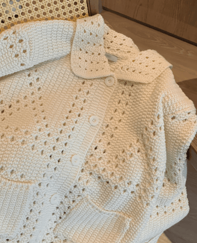 翻領洞洞針織排釦外12