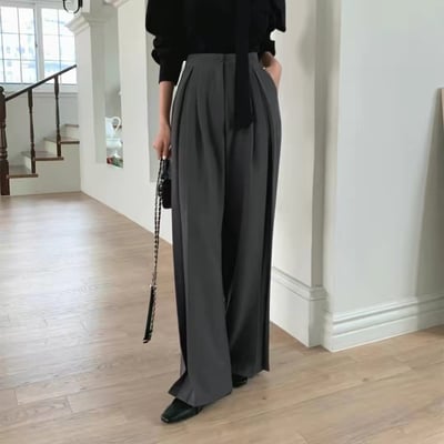 （客訂勿下單）高腰前百褶造型西裝寬褲6