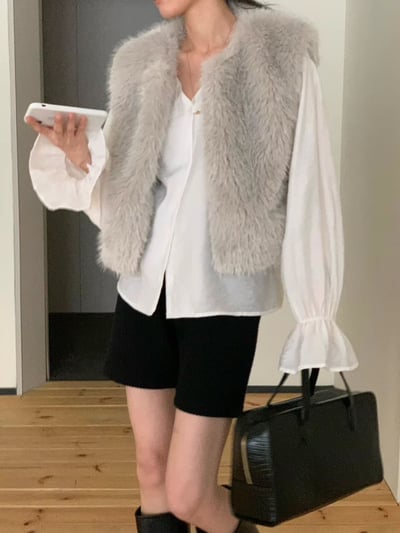 水貂毛短版背心8