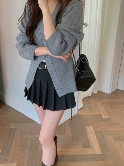 半拼接百摺辣款迷你短褲裙5