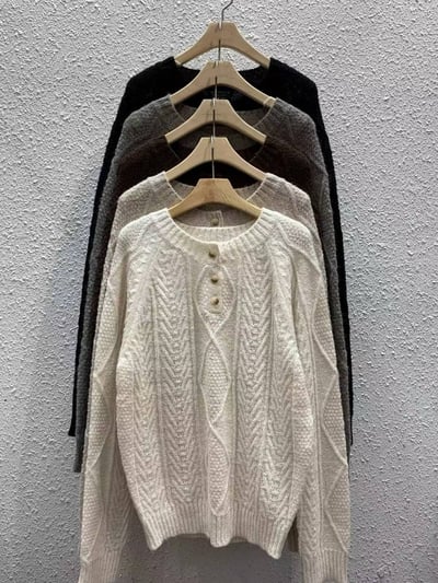 亨利排釦領麻花針織衣6