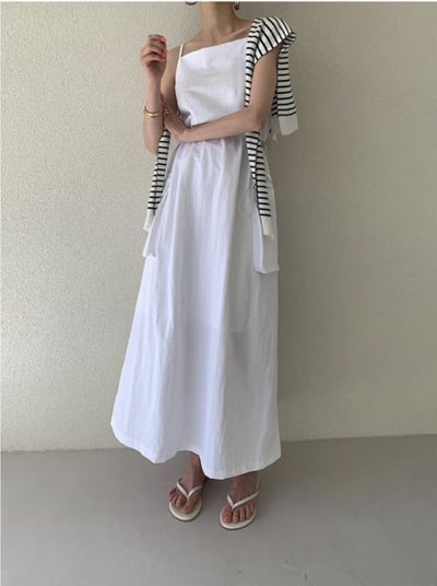 細肩帶腰抽繩長洋3