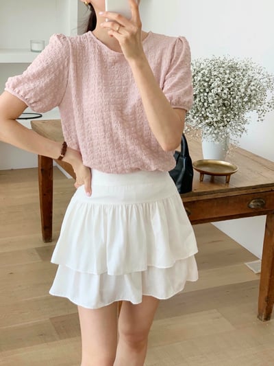 立體泡泡壓紋圓領棉麻衫2