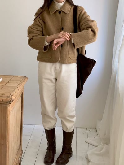 縫線滾邊翻領手工外套6