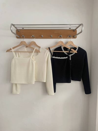 （客訂勿下單）平口細肩背心+蕾絲滾邊珍珠釦小外套6