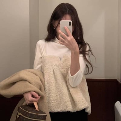 毛毛造型細肩帶背心2