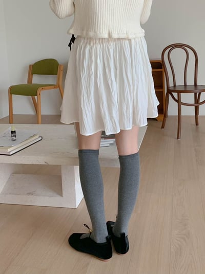 光澤感波紋壓皺雪紡短裙6