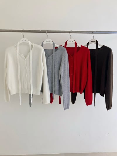 簡約排釦針織外套＋繞頸綁帶SET12