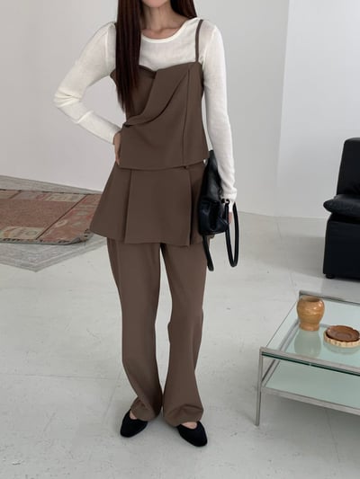 開衩片群層次西裝長褲4