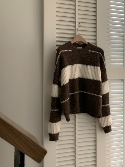 配色條紋顆粒感軟針織毛衣17