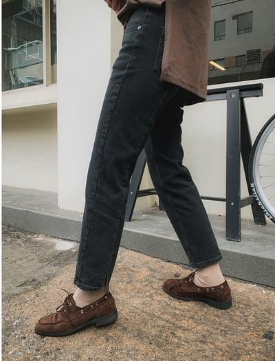 後開衩魔毛直筒黑色小腳褲2