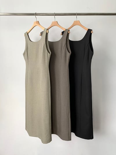 方領壓線西裝後開衩背心長洋8