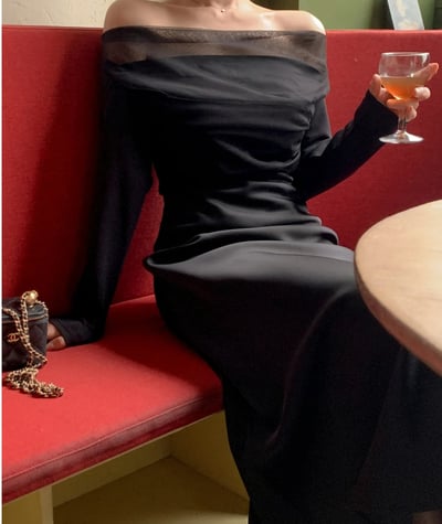 拼接歐根紗側邊抓皺平領上衣7