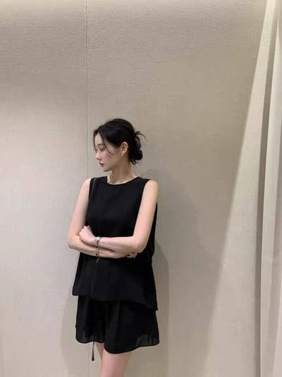 後綁結背心+抽繩鬆緊短褲SET11